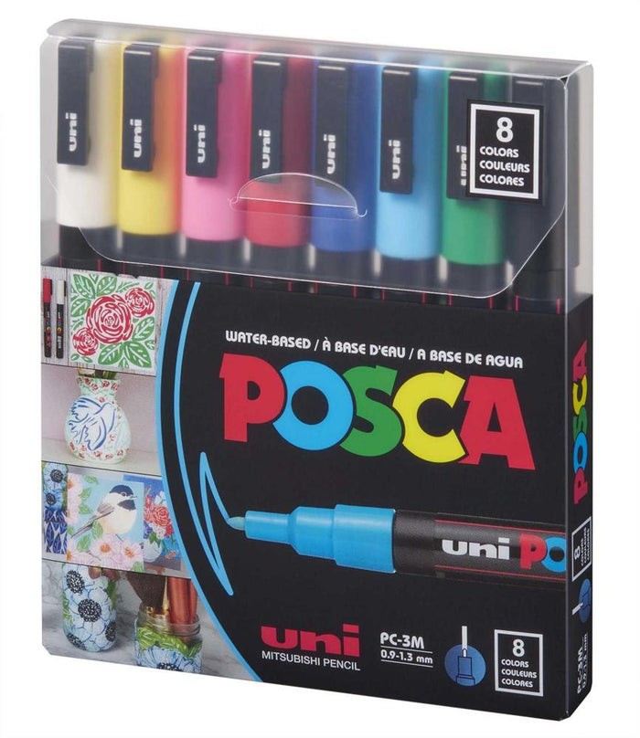 Posca Paint Marker Pen Fine Point 3m Set Of 8pcs